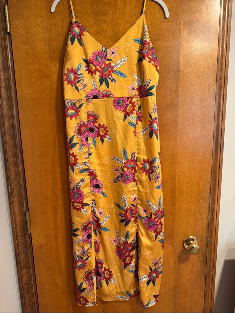 Glamorous Mustard Yellow Floral Midi Dress